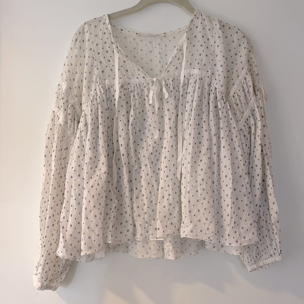 Ulla Johnson white and blue blouse